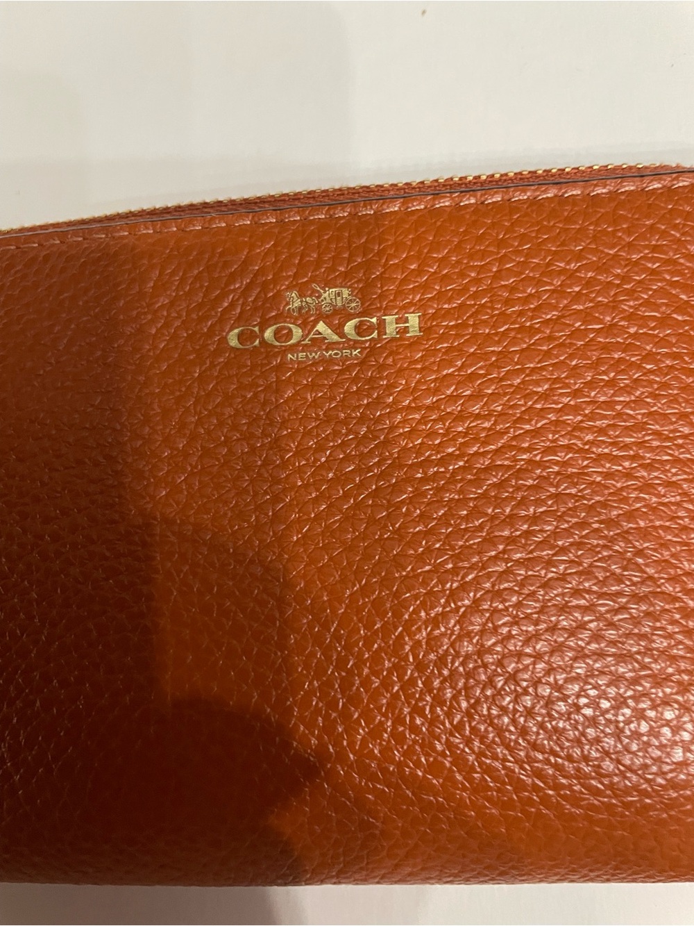 COACH Pebbled Leather Wristlet in Saddle/Rust Brown - Picture 3 of 6